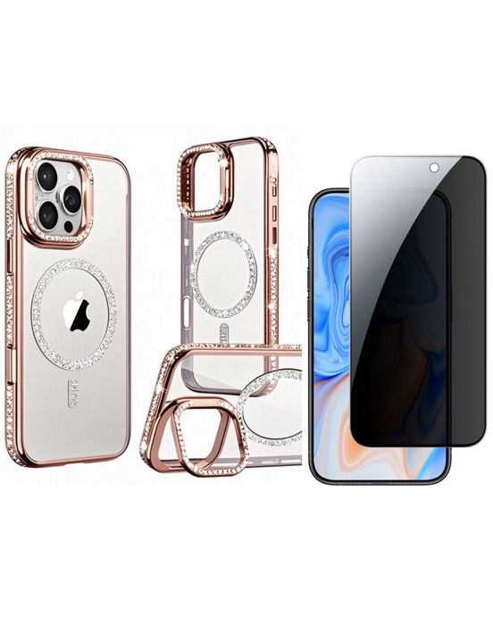 Husa Silicon MagSafe Rock +Folie Sticla Curbata Iphone 16 PRO MAX PLUS