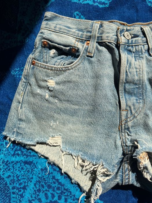 Levi's Premium 501 къси дънки ретро стил - размер 24 (XS) / Висока талия