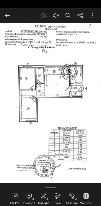 Vand apartament 3 camere