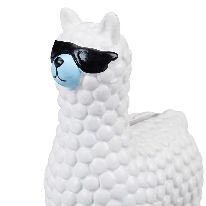 Pusculita Lama Cool design amuzant si ochelari de soare ceramica alb