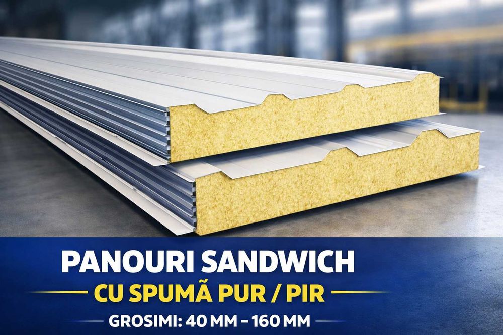 Panouri sandwich spuma PIR/PUR – pentru hale, depozite, ferme