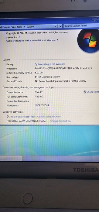 Laptop Toshiba Satellite L750-1NJ – Procesor i7, Ecran 15.6",