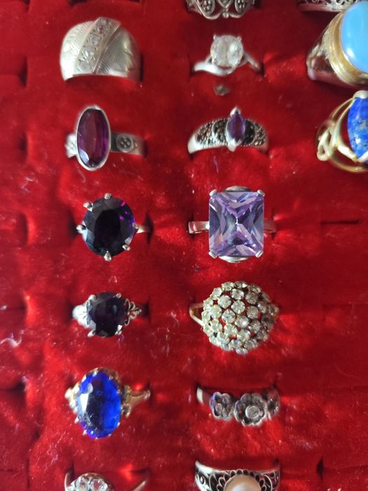 Кольца женские СССР серебро камни природные