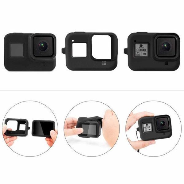 Силиконов калъф за GoPro Hero 8 Black, Черен/Син