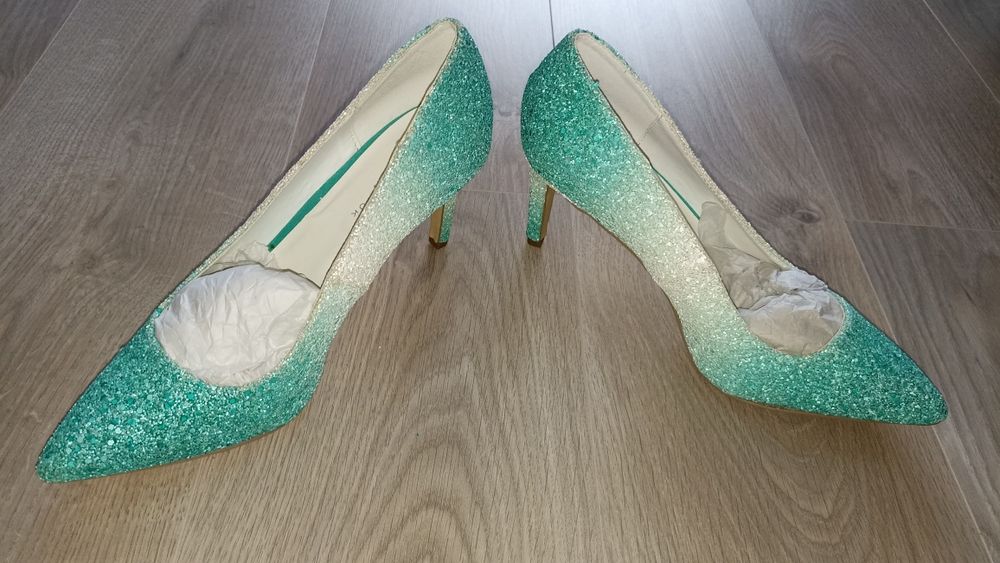Pantofi de ocazie/ Crăciun/ Revelion cu toc, turcoaz, New Look, măr. 4