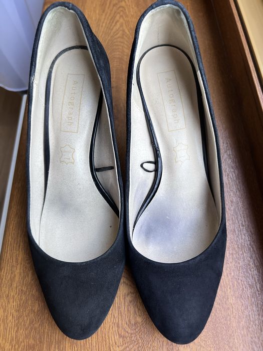Pantofi stiletto Autograph-Marks & Spencer-piele întoarsă neagră, 40