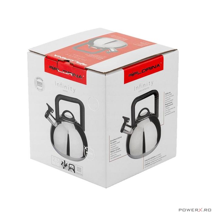 Ceainic din inox cu fluier, fierbator traditional, capacitate 2.5