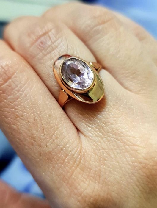 Золотое, советское кольцо 583 пробы с гранатитом