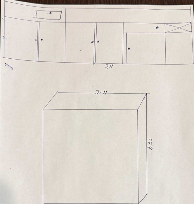 Bar cu blat, dulapuri si chiuveta dubla