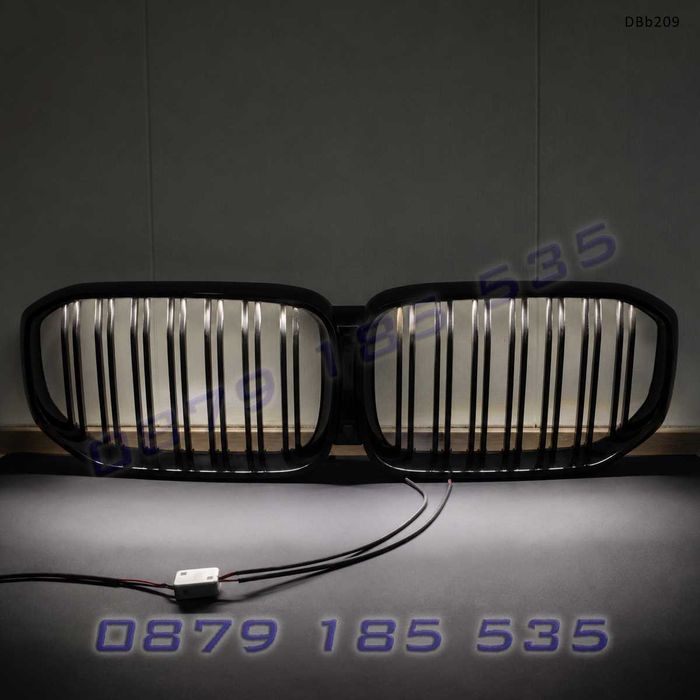 Двойни бъбреци с вградена LED светлина за BMW X5 G05 2019-2022, 2-Line Style, черни – DBb209 лед светещи решетки бмв х5 г05