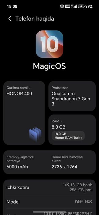 Honor 400 5G 2026 yil sentabr da olingan