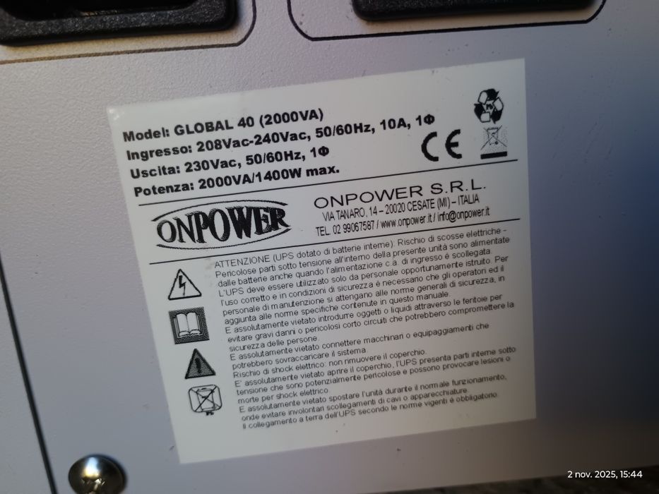 UPS online cu dublă conversie, de uz medical, ONpower 2000VA