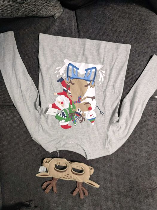 Нова детска коледна блуза с маска еленче 6г