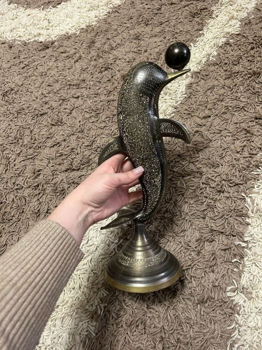 Бронзовые статуэтки, тигр, слон, собака, дельфин