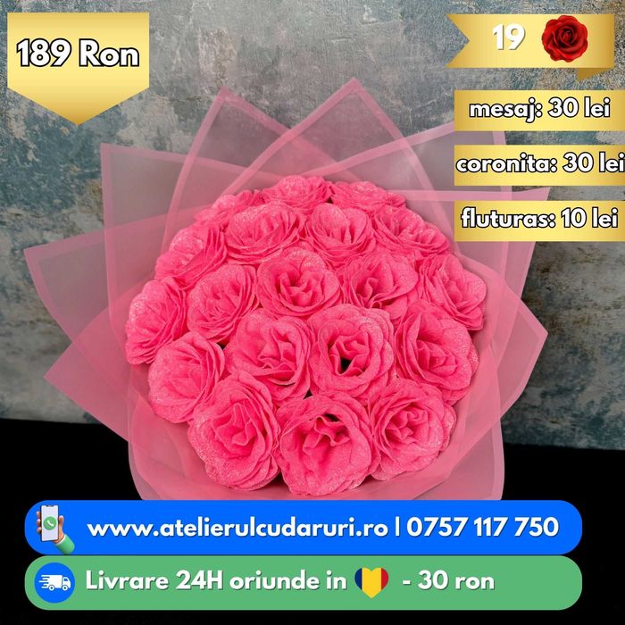 Buchete Trandafiri Sapun (Simple, Sclipici, Stitch, Angel)