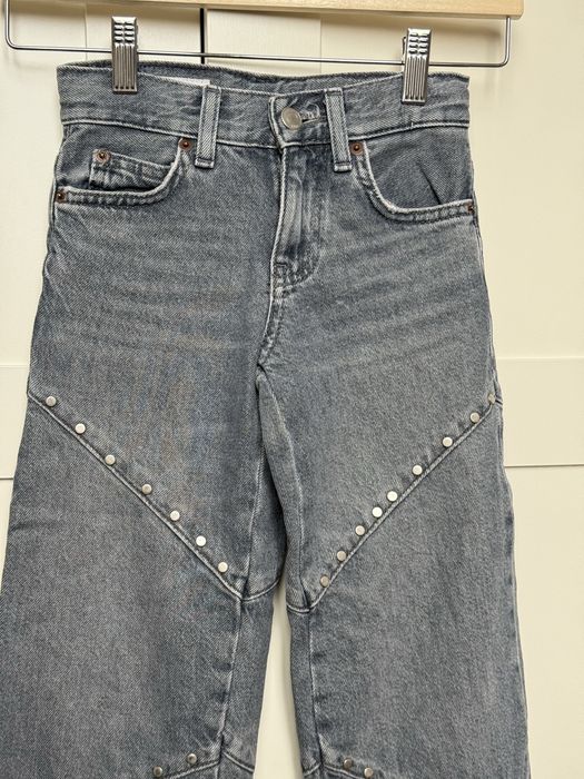 Детски сиви дънки за момиче с кабзи Zara