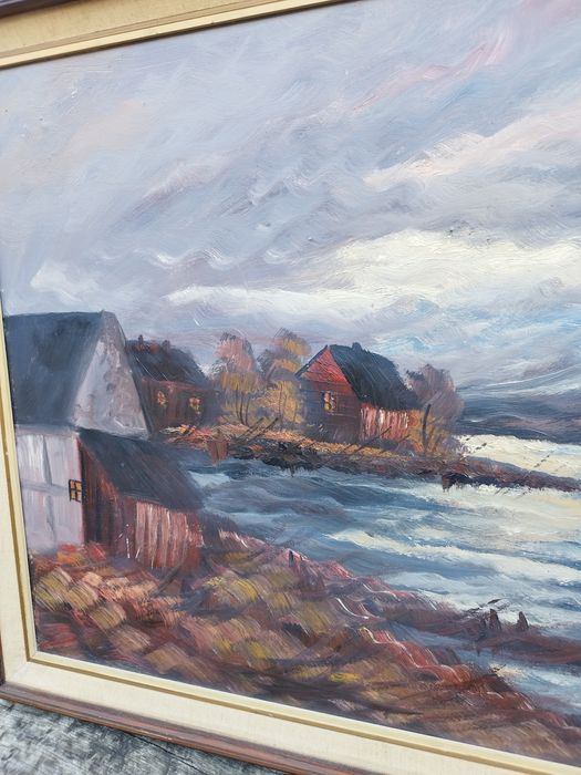 Голяма винтидж авторска картина рисувана с маслени бои