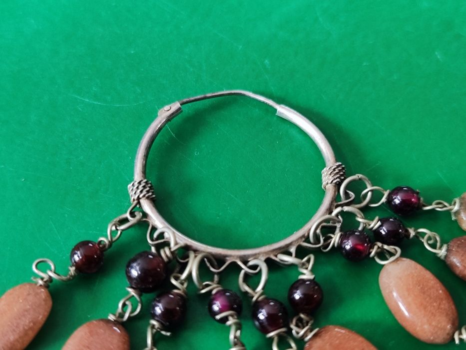 Сребърни обеци с гранати и ахат