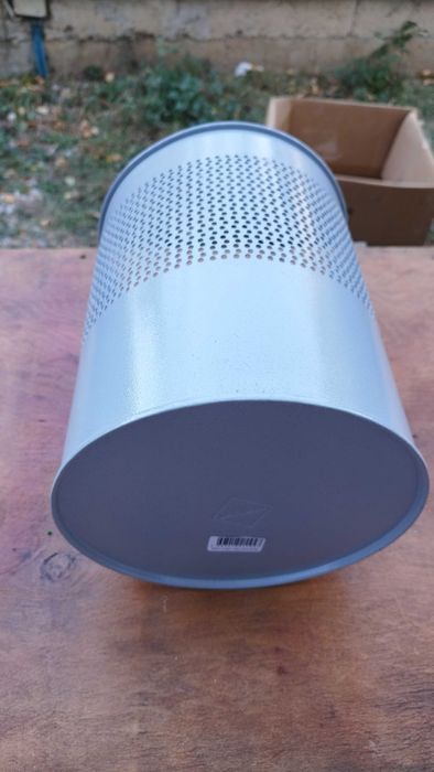 Метален кош за боклук Esmetal сив кръгъл Ф23см и височина 28см Нов