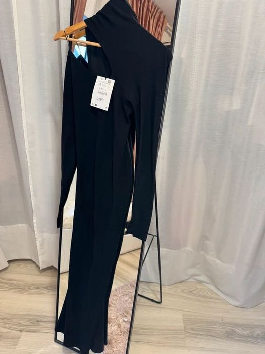 Rochie midi eleganta neagra maneci lungi din tricot Zara Studio mas S