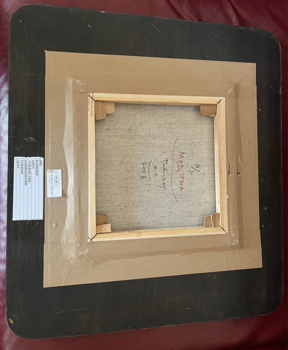 Антикварна картина масло платно смесена техника дърво орех Н.Певичаров