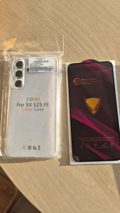 Калъф, кейс за samsung s25 fe прозрачен + подарък протектор - НОВ