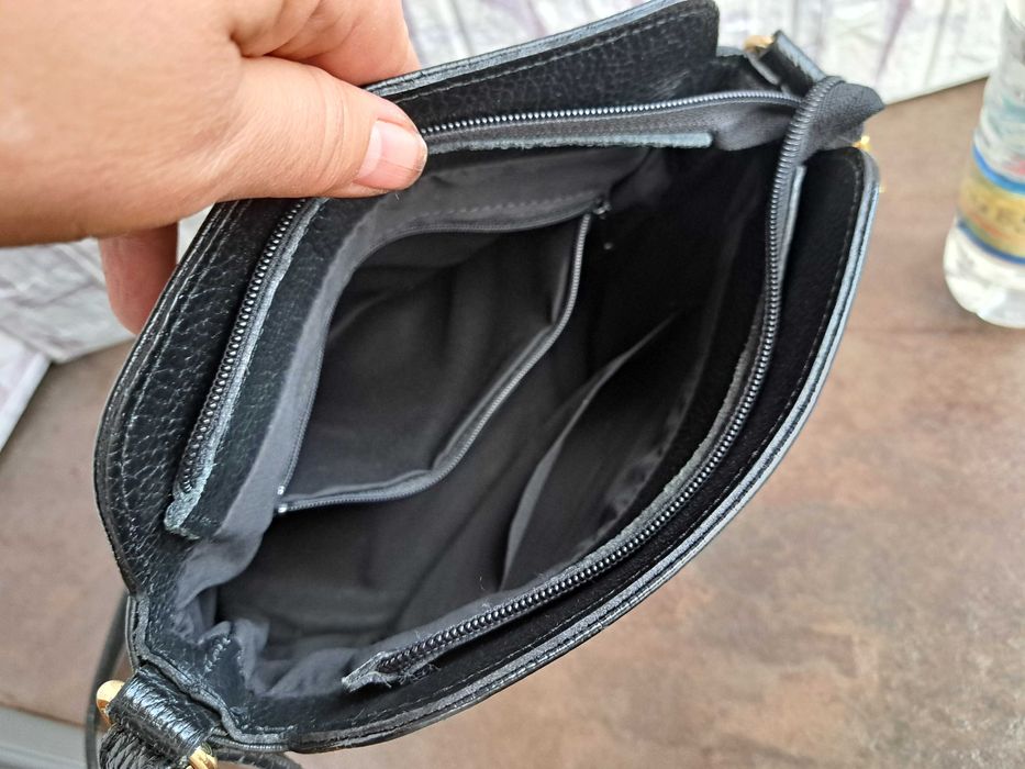 дамска чанта,малка черна чантичка-естествена кожа