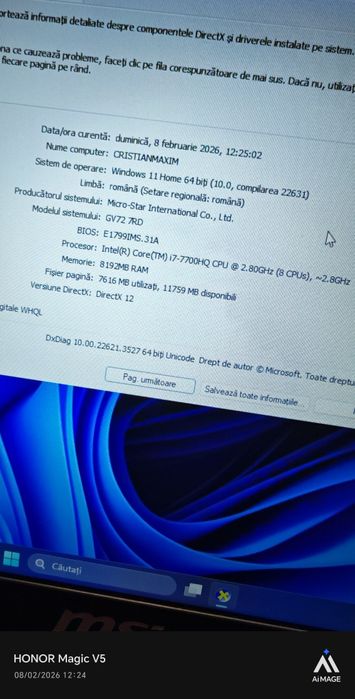 Pachet Gaming Laptop MSI GV72 7RD 17 inch / i7 / GTX1050 / Căști /