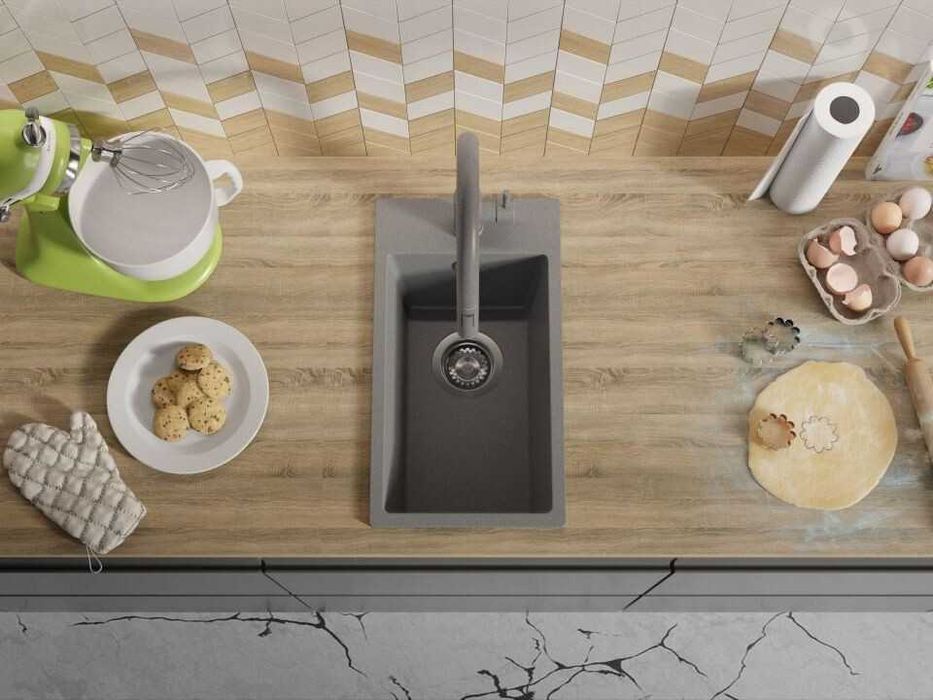 Сива кухненска гранитна мивка Рига 30 XL 280 x 500 mm