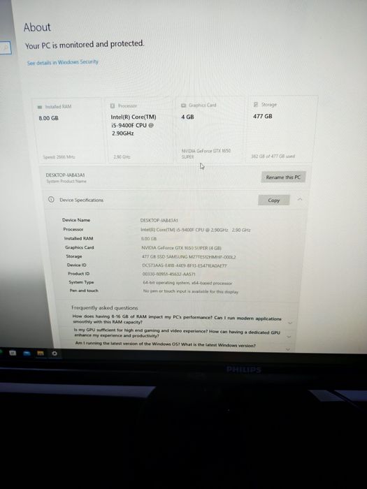PC Gaming / Office - Intel i5-9400F | GTX 1650 SUPER | 8GB RAM | SSD Samsung 512GB