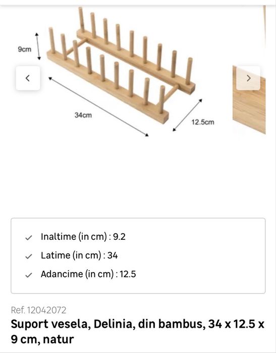 Vând Suport vesela, Delinia, din bambus, 34 x 12.5 x 9 cm, natur  cu 20 lei