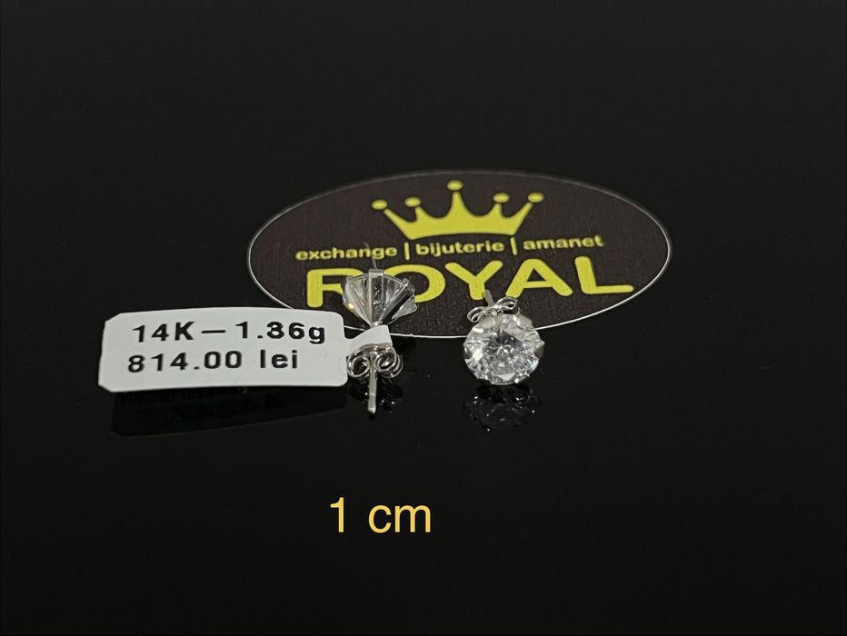 Bijuteria Royal CB : Cercei dama aur alb nou 14k 1,36gr