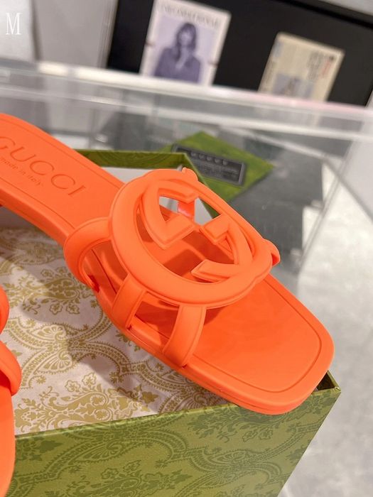 GG Interlocking G Rubber Slide - Orange