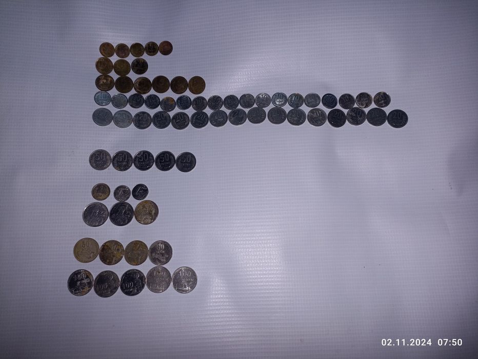 Старые монеты-тийин год1994,1997,1999,2000,2001,2009