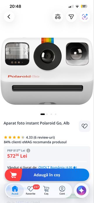 Polaroid Go – aparat cameră  poze instant compactă, ca nouă
