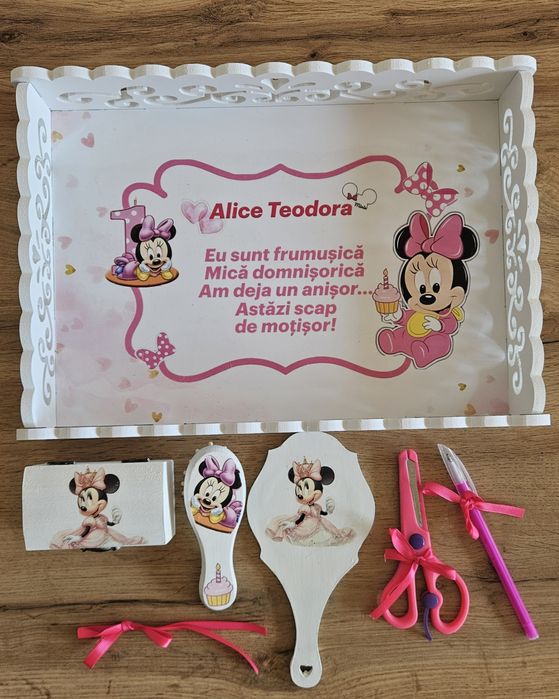 Tăviță și accesorii moț – personalizate cu nume Set 7