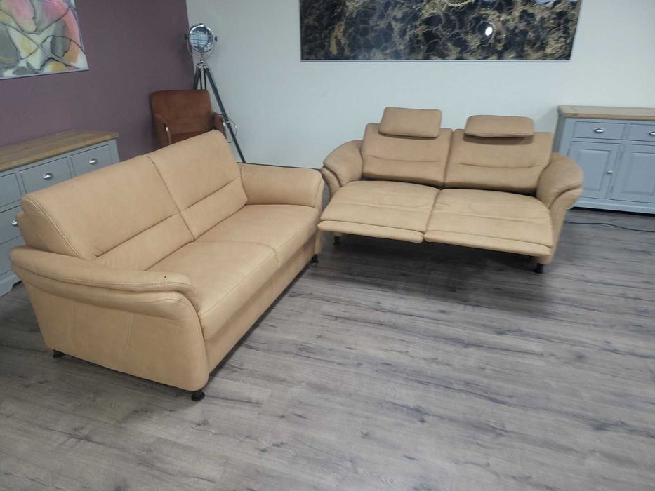 Комплект дивани две двойки от плат цвят карамел LS672117