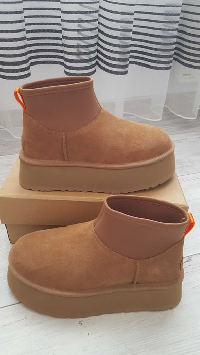 Нови дамски кожени високи боти UGG CLASSIC MINI DIPPER Shestnut р-р 39
