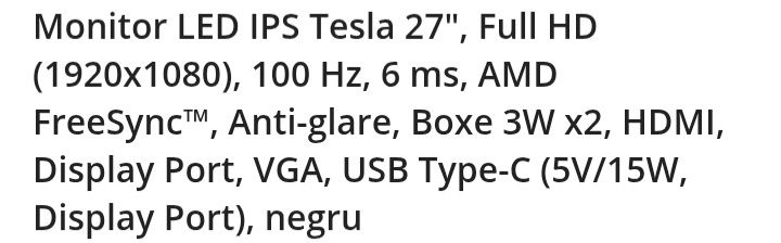 Monitor 27" tesla