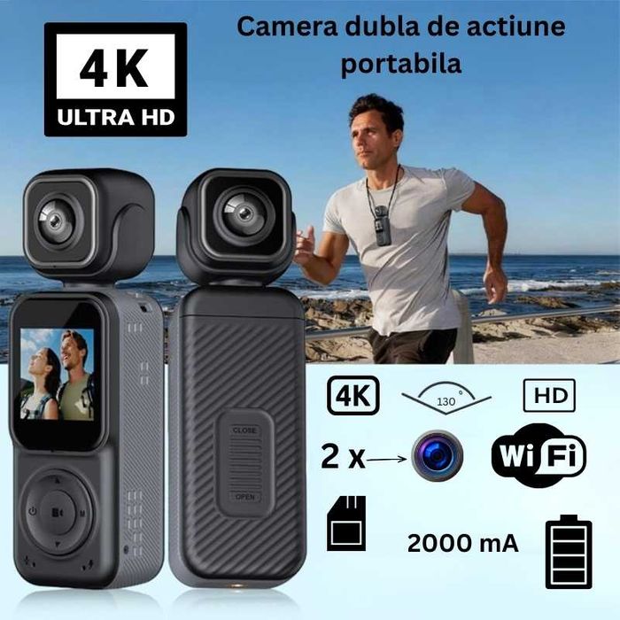 Camera Video Compacta, 4K, conectare wi-fi - similar insta360