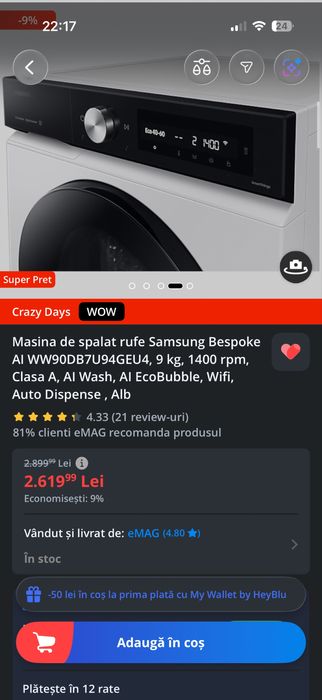 Masina de spalat rufe samsung
