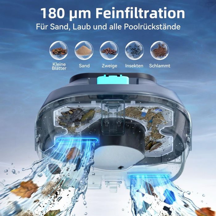 Pondee X2 robot curățare piscină 200 min autonomie încărcare rapidă 120 m² acoperire – Albastru