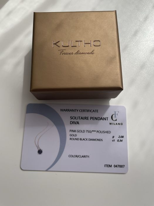 Lantior aur 18 Kt cu diamant negru