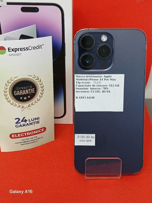 [AG46] iPhone 14 PRO MAX 512 Gb (Barlad B.4193) Garantie 2 ani