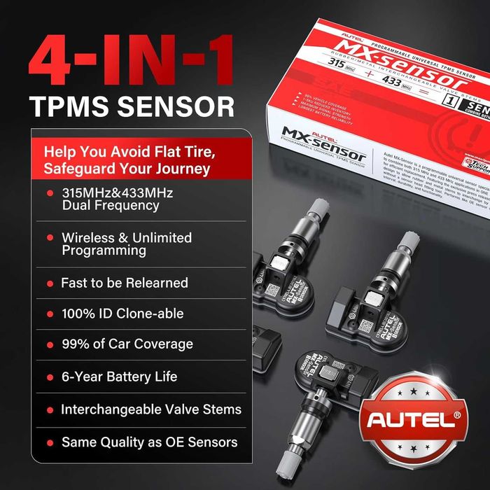 TPMS Датчик за гуми Autel MX-Sensor 433/315MHz,100%покритие,8г. Гаран