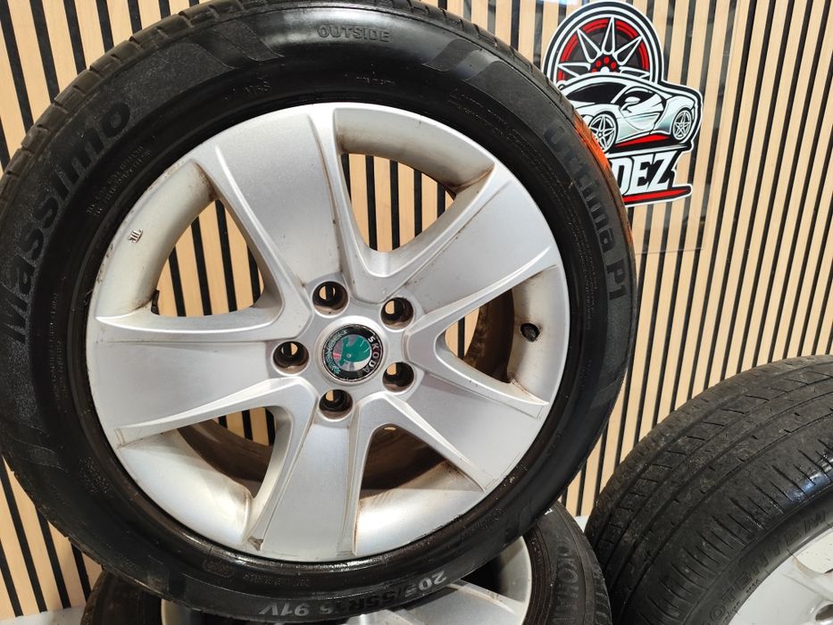 Set jante aliaj Skoda R16 Audi vw Seat 5X112 anvelope vara