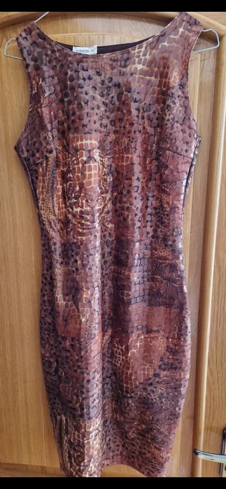 Rochie animal print, maro