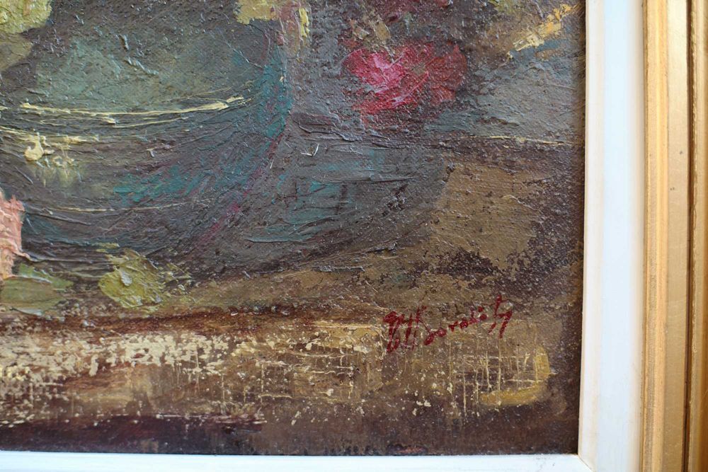 Tablou semnat, autor neidentificat, 49 x 49 cm, ulei pe pânză