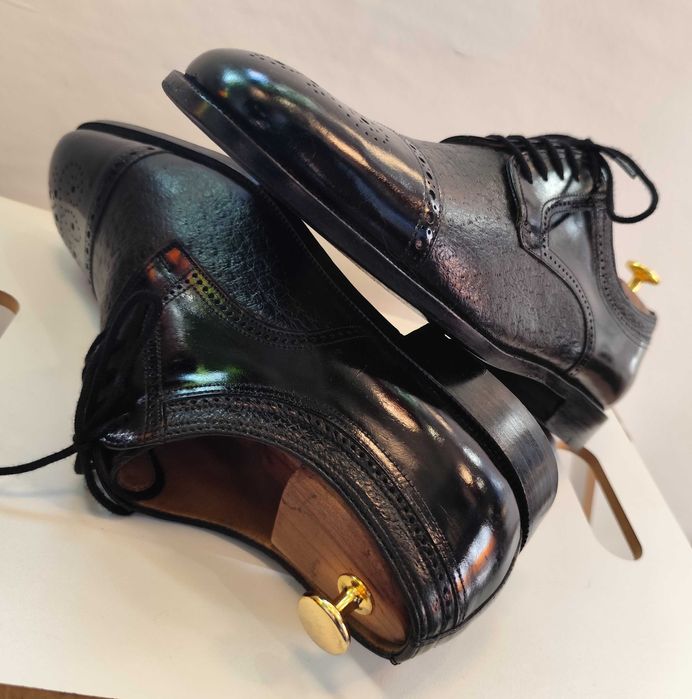 Pantofi de lux 44 44.5 lucrati manual MORESCHI NOI piele naturala moal