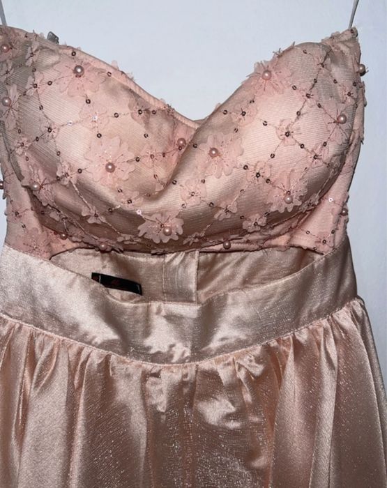 Rochie BBY roz cu perle